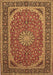 Machine Washable Medallion Brown Traditional Rug, wshtr64brn