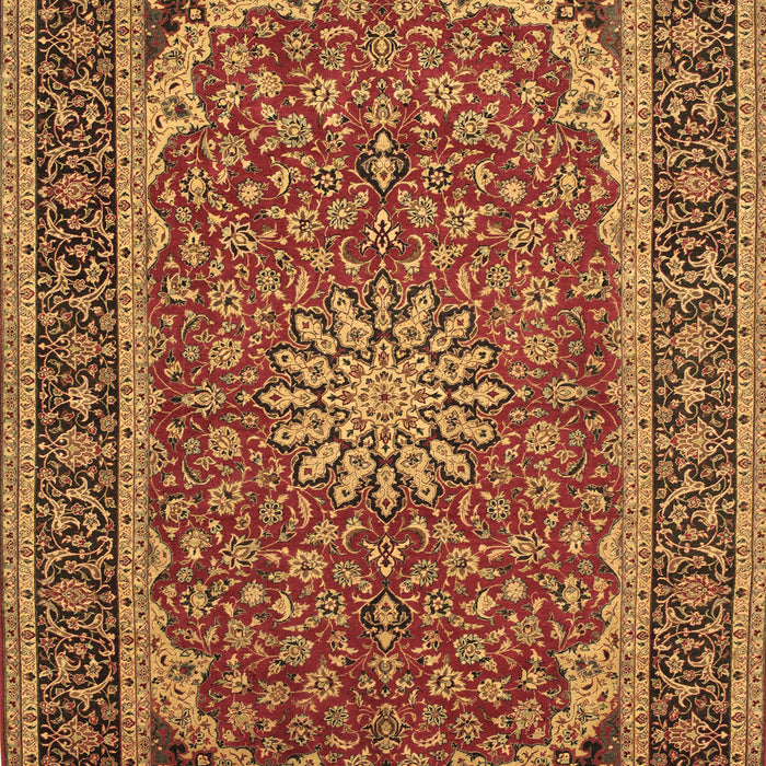 Machine Washable Medallion Brown Traditional Rug, wshtr64brn