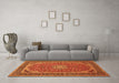 Machine Washable Medallion Orange Traditional Area Rugs in a Living Room, wshtr64org