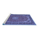 Sideview of Machine Washable Medallion Blue Traditional Rug, wshtr64blu