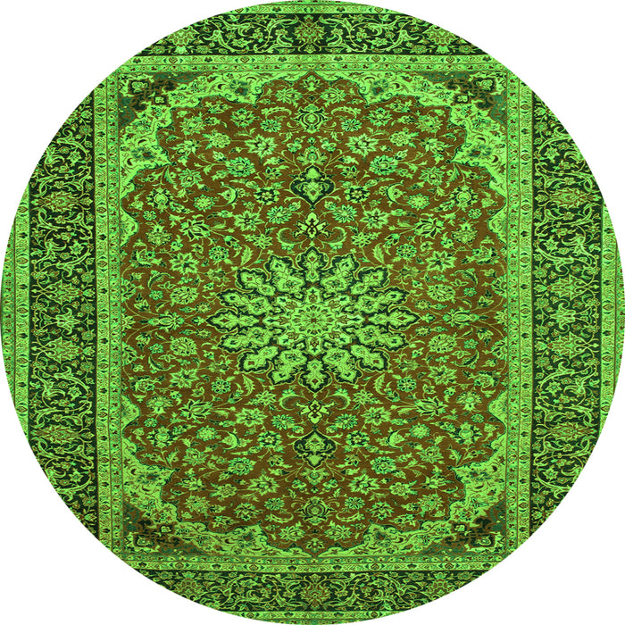 Square Medallion Green Traditional Rug, tr64grn