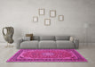 Machine Washable Medallion Pink Traditional Rug in a Living Room, wshtr64pnk