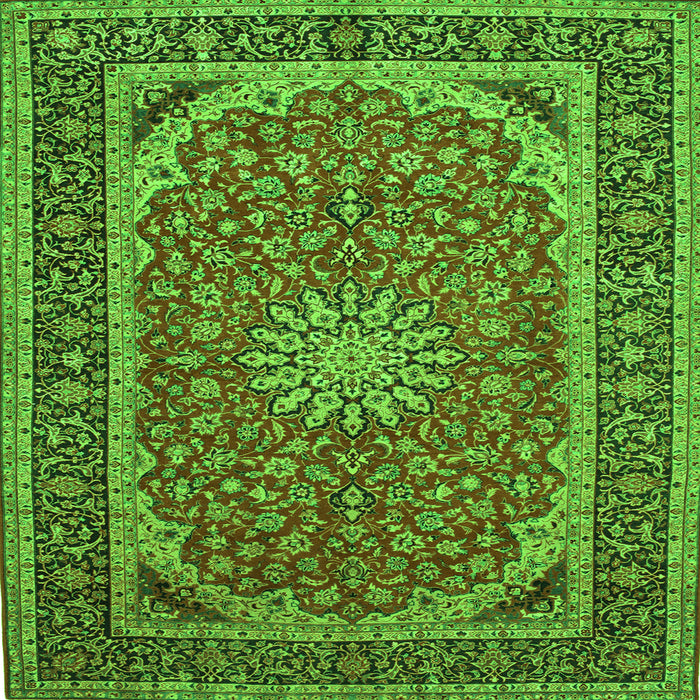 Serging Thickness of Medallion Green Traditional Rug, tr64grn
