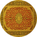 Round Medallion Yellow Traditional Rug, tr64yw