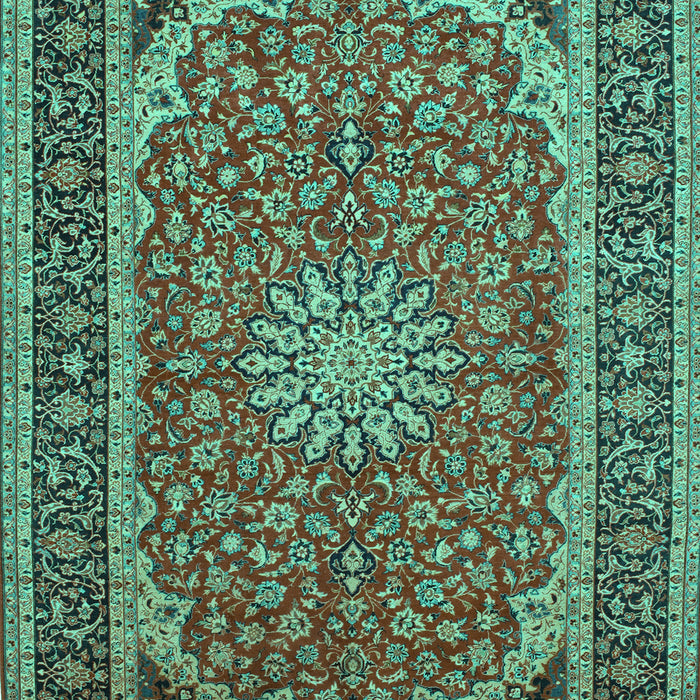 Machine Washable Medallion Turquoise Traditional Area Rugs, wshtr64turq