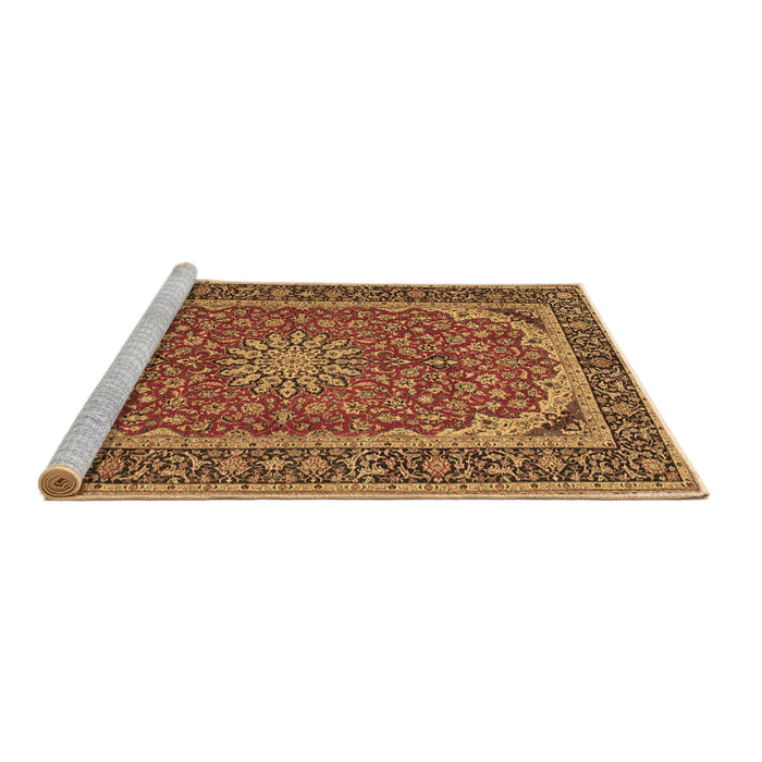 Sideview of Machine Washable Medallion Brown Traditional Rug, wshtr64brn