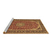 Sideview of Machine Washable Medallion Brown Traditional Rug, wshtr64brn