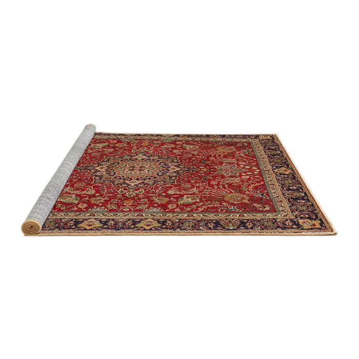 Sideview of Machine Washable Traditional Tomato Red Rug, wshtr65
