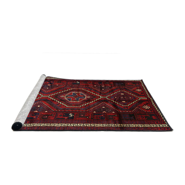 Sideview of Machine Washable Traditional Red Rug, wshtr650