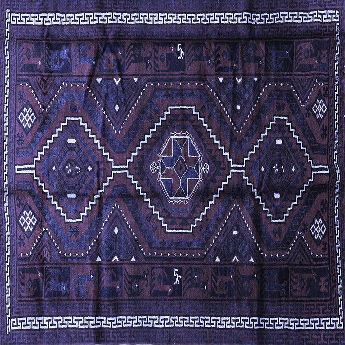 Square Machine Washable Southwestern Blue Country Rug, wshtr650blu