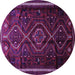 Round Southwestern Purple Country Rug, tr650pur