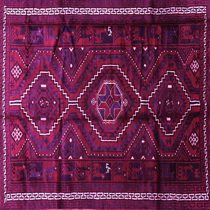 Square Machine Washable Southwestern Pink Country Rug, wshtr650pnk