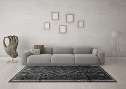 Machine Washable Southwestern Gray Country Rug in a Living Room,, wshtr650gry