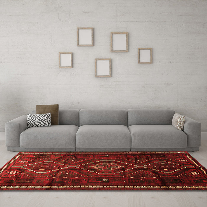 Machine Washable Southwestern Orange Country Area Rugs in a Living Room, wshtr650org