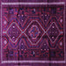 Square Machine Washable Southwestern Purple Country Area Rugs, wshtr650pur