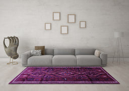 Machine Washable Southwestern Purple Country Area Rugs in a Living Room, wshtr650pur