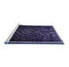 Sideview of Machine Washable Southwestern Blue Country Rug, wshtr650blu