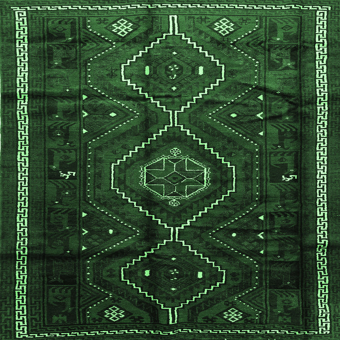 Square Southwestern Emerald Green Country Rug, tr650emgrn