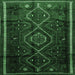 Square Southwestern Emerald Green Country Rug, tr650emgrn