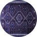 Round Southwestern Blue Country Rug, tr650blu