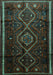 Machine Washable Southwestern Turquoise Country Area Rugs, wshtr650turq