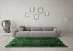 Machine Washable Southwestern Emerald Green Country Area Rugs in a Living Room,, wshtr650emgrn