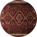 Round Southwestern Brown Country Rug, tr650brn