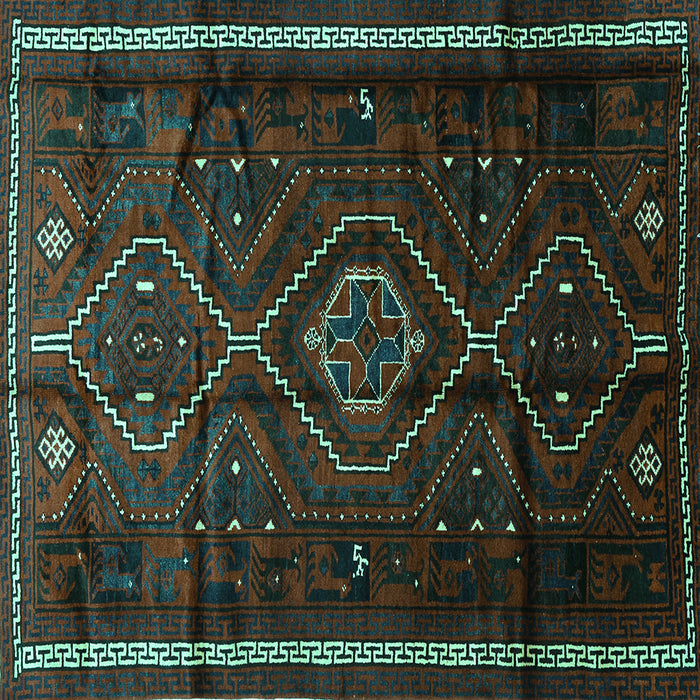 Square Southwestern Turquoise Country Rug, tr650turq