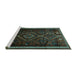 Sideview of Machine Washable Southwestern Turquoise Country Area Rugs, wshtr650turq