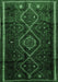 Machine Washable Southwestern Emerald Green Country Area Rugs, wshtr650emgrn