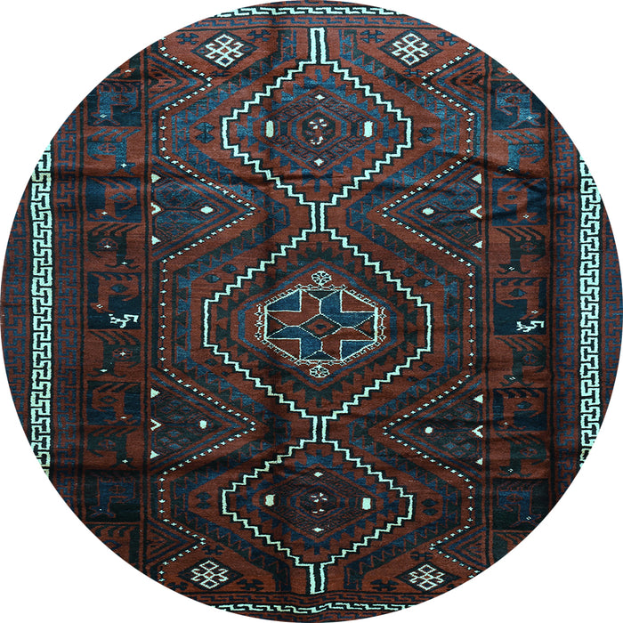 Round Southwestern Light Blue Country Rug, tr650lblu