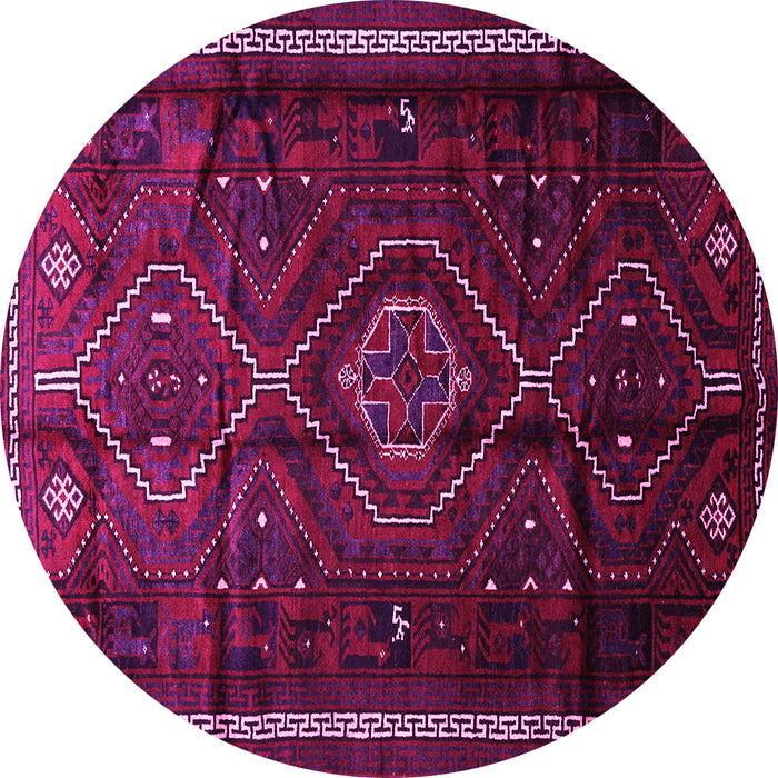Round Machine Washable Southwestern Pink Country Rug, wshtr650pnk