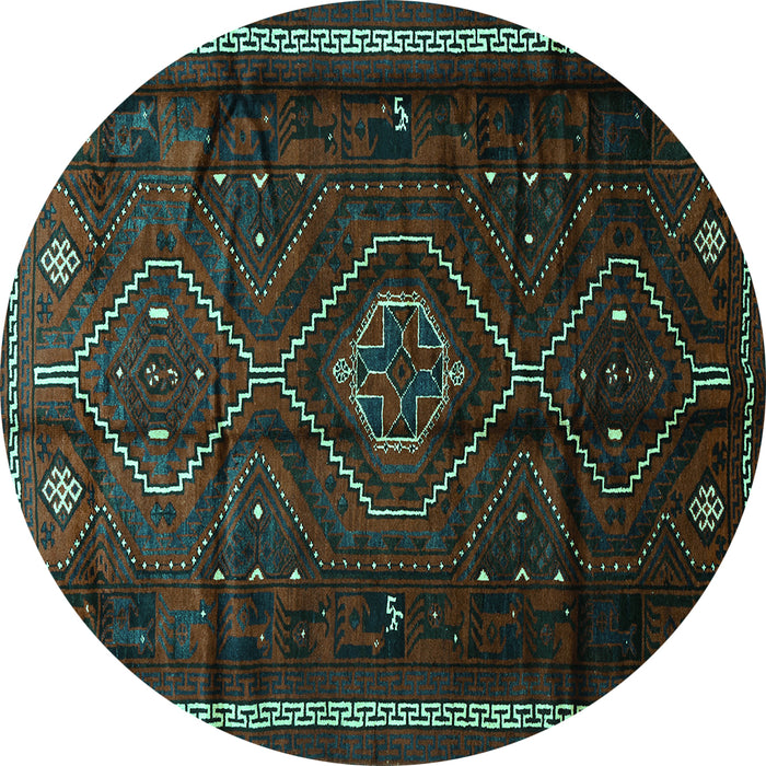 Round Southwestern Turquoise Country Rug, tr650turq