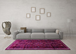Machine Washable Southwestern Pink Country Rug in a Living Room, wshtr650pnk