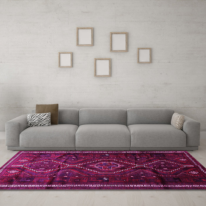 Machine Washable Southwestern Pink Country Rug in a Living Room, wshtr650pnk