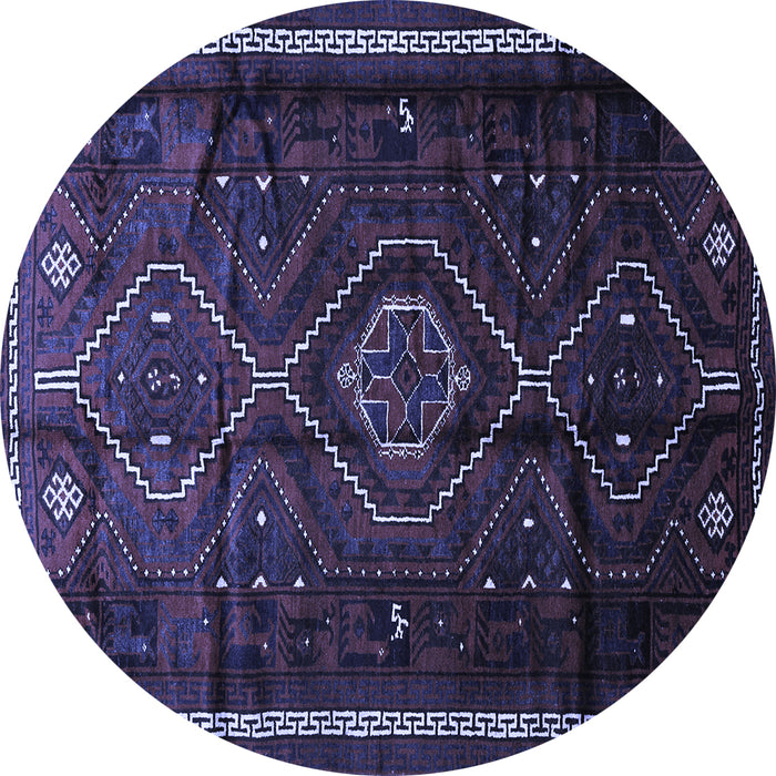 Round Machine Washable Southwestern Blue Country Rug, wshtr650blu
