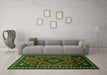 Machine Washable Persian Green Traditional Area Rugs in a Living Room,, wshtr651grn