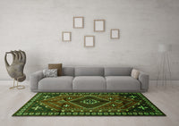 Machine Washable Persian Green Traditional Rug, wshtr651grn