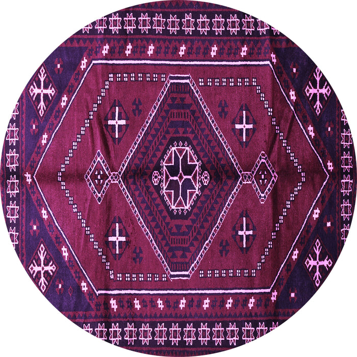 Round Persian Purple Traditional Rug, tr651pur