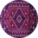 Round Machine Washable Persian Purple Traditional Area Rugs, wshtr651pur