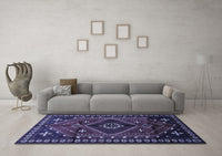 Machine Washable Persian Blue Traditional Rug, wshtr651blu