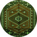 Square Persian Green Traditional Rug, tr651grn