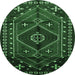 Round Persian Emerald Green Traditional Rug, tr651emgrn