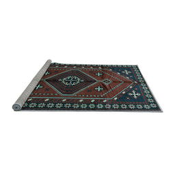 Sideview of Machine Washable Persian Light Blue Traditional Rug, wshtr651lblu