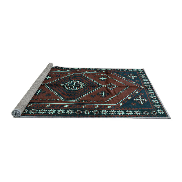 Sideview of Machine Washable Persian Light Blue Traditional Rug, wshtr651lblu