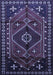 Machine Washable Persian Blue Traditional Rug, wshtr651blu