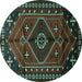 Round Persian Turquoise Traditional Rug, tr651turq
