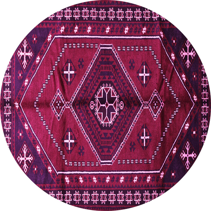 Round Machine Washable Persian Pink Traditional Rug, wshtr651pnk