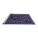 Sideview of Machine Washable Persian Blue Traditional Rug, wshtr651blu