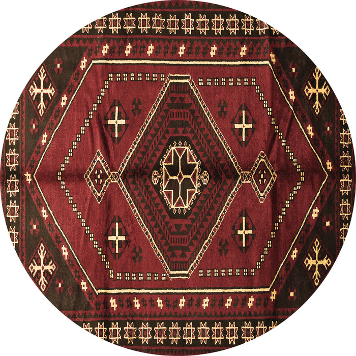 Round Persian Brown Traditional Rug, tr651brn